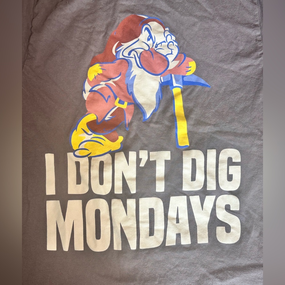 Gray Graphic T-Shirt with Cartoon Print - Picture 2 of 3